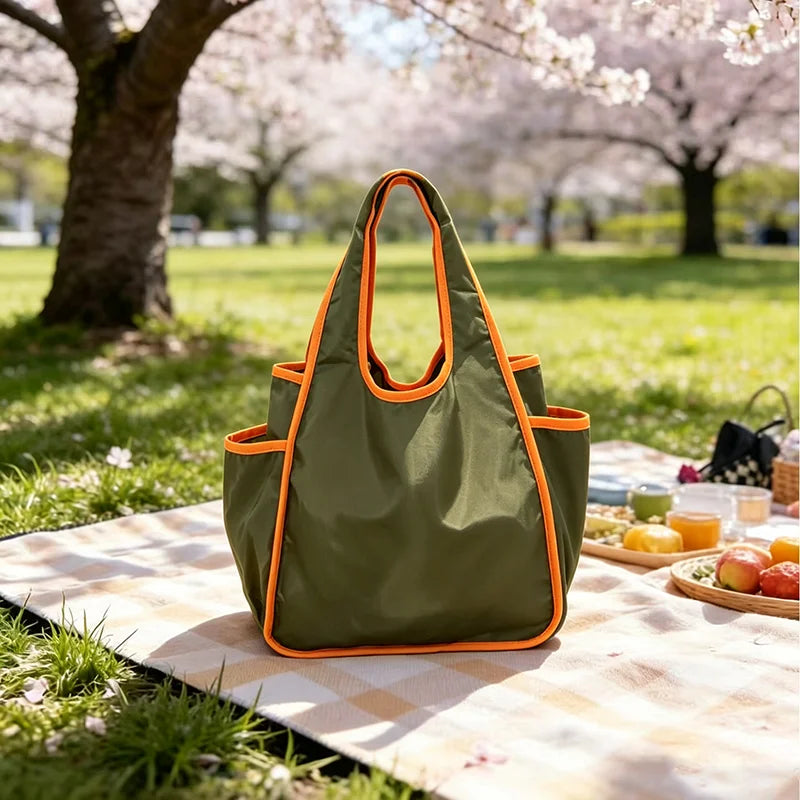 Foldable Reusable Grocery Bag — Durable Portable Tote with Wide Handles