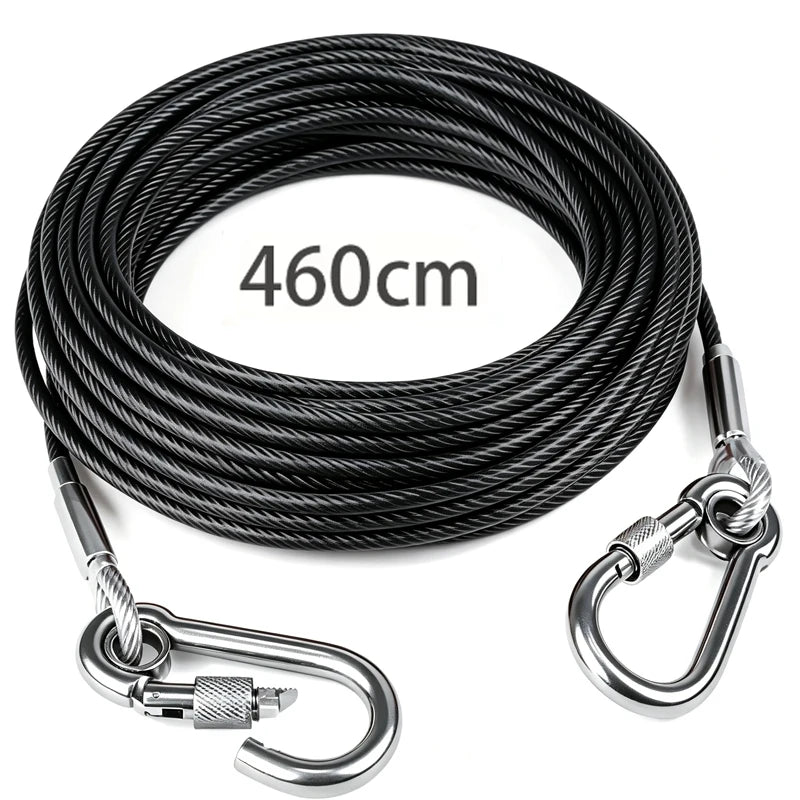Heavy-Duty Stainless Steel Dog Tie-Out Cable — Reflective Outdoor Leash