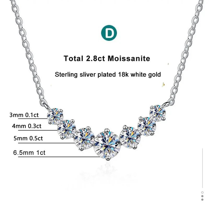 DOTEFFIL Moissanite Oval Pendant Necklace — 18k White Gold Plated Sterling Silver