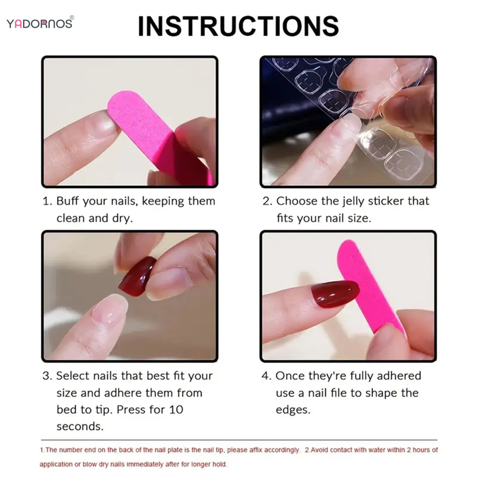 YADORNOS Solid Red Press On Nails — Long Almond Full Cover Fake Nail Set