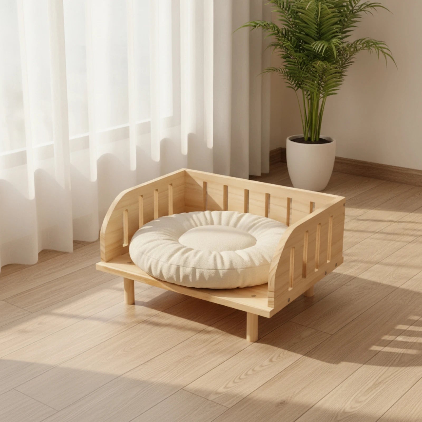 Wooden Raised Pet Bed — Sturdy Elevated Furniture for Small Dogs & Cats