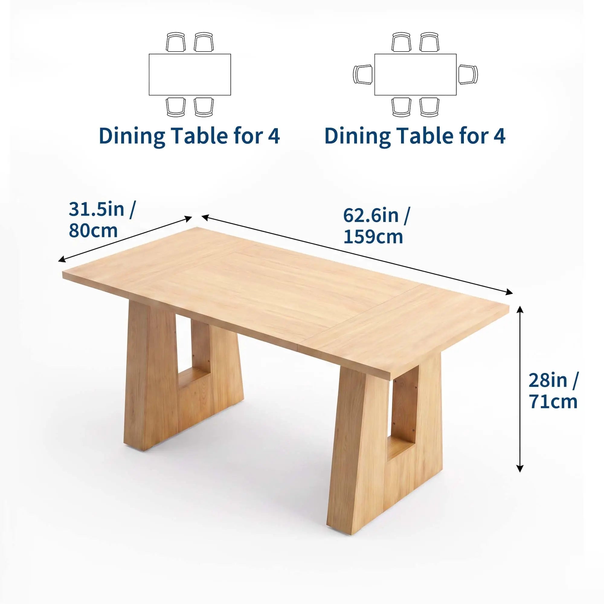 HiMISS Modern Dining Table — Mid Century Rectangular Kitchen Table