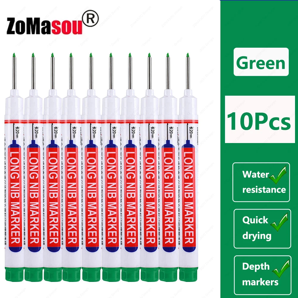 Deep Hole Marker Pen — Waterproof Long Head Woodworking Tool