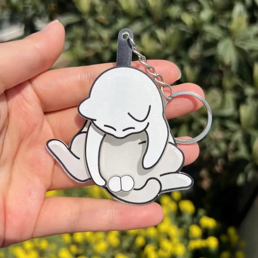 Rotatable Egg Cat Keychain — Playful Acrylic Bag Pendant & Gift