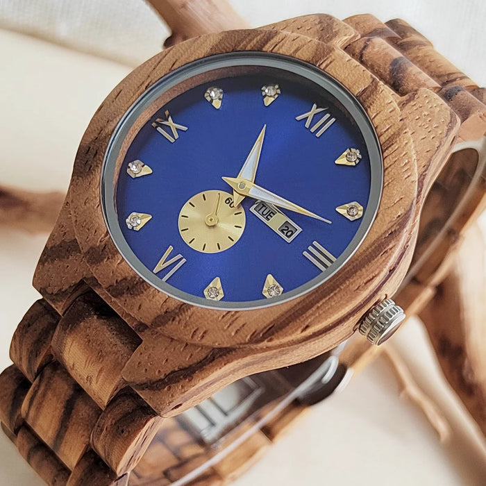Rainch Women's Wooden Watch — Luxury Quartz Timepiece with Date & Day