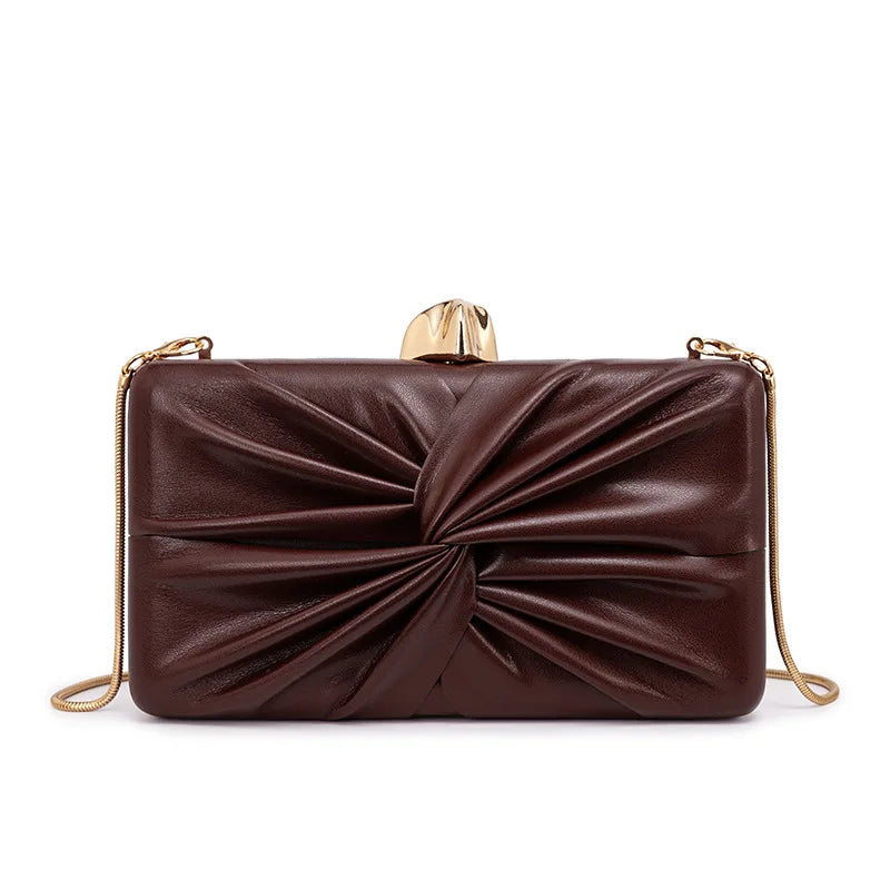LUNHA Women's Evening Clutch Bag — Elegant Knot Design with Chain Strap