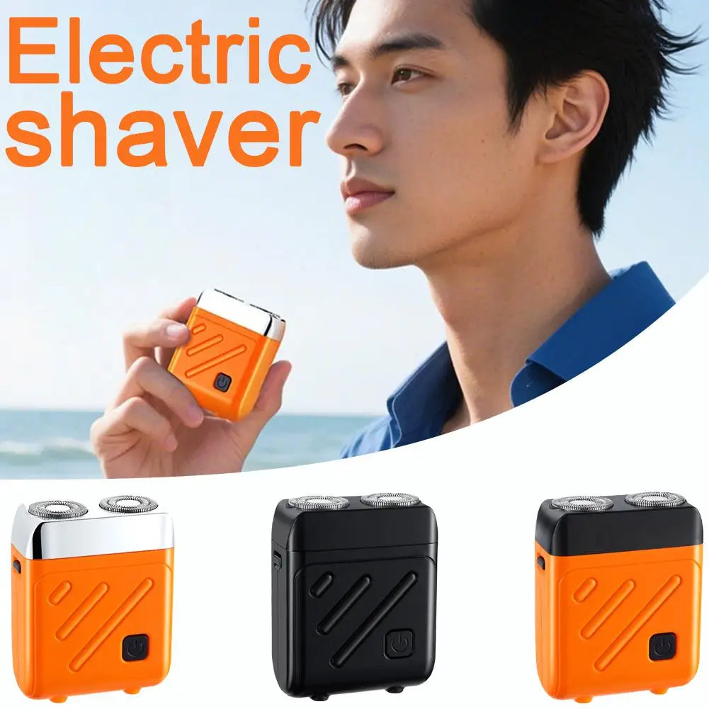 Portable Mini Electric Razor — Dual Ring Rotary Shaver for Men