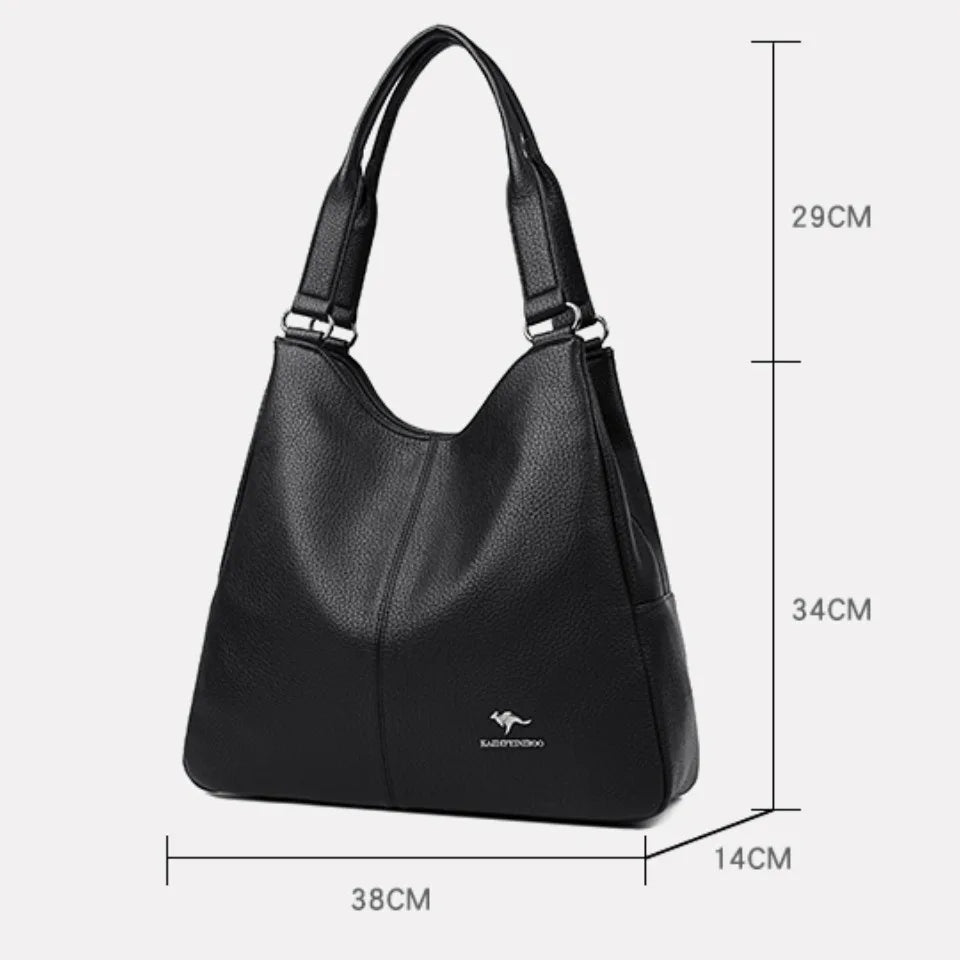VANDERWAH Leather Top-Handle Hobo Bag — Large Capacity Fashion Tote