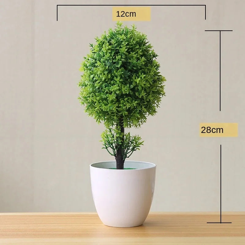 merylover Artificial Bonsai Tree — Potted Green Plant Decor for Home and Office
