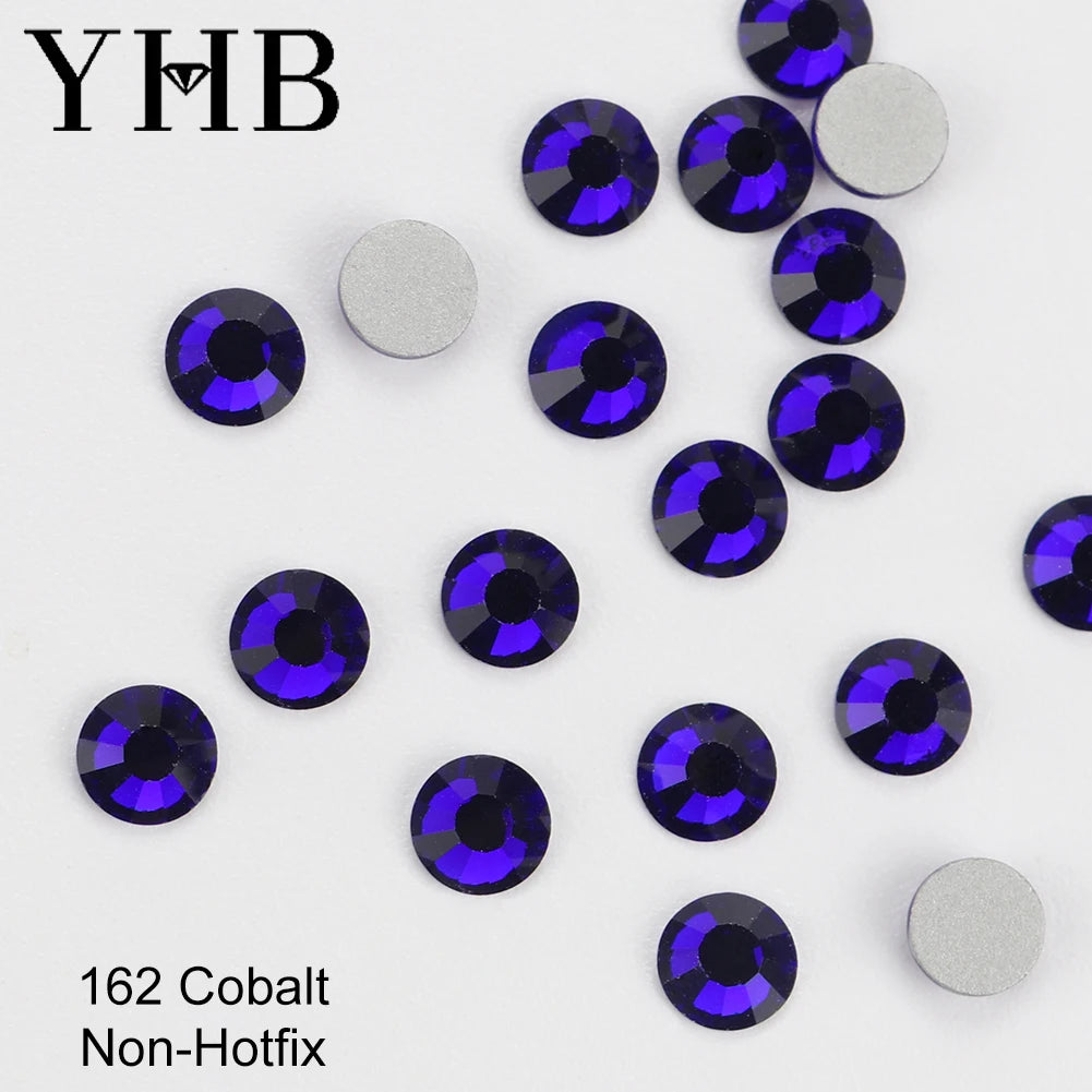 YHB Crystal Flat Back Rhinestones — Glitter Gemstones for Nails and Fabric