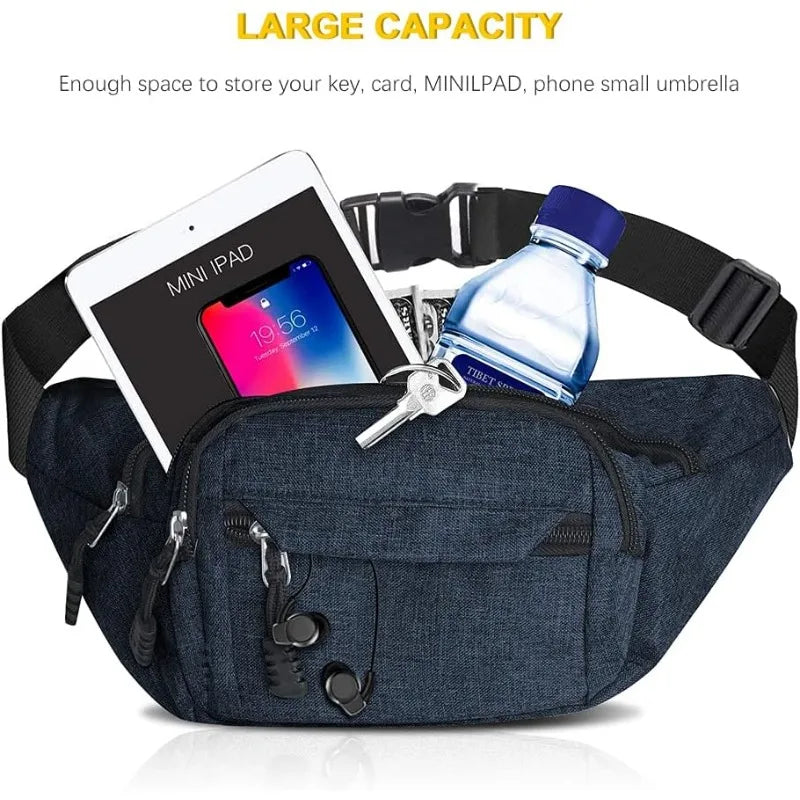Waterproof Waist Fanny Pack — Adjustable Sport Belt for Outdoor Travel
