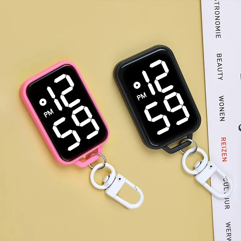 Digital LED Keychain Pocket Watch — Luminous Touch Display Pendant
