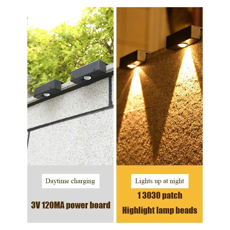 Solar Powered LED Wall Lamp — Waterproof Outdoor Garden Lighting