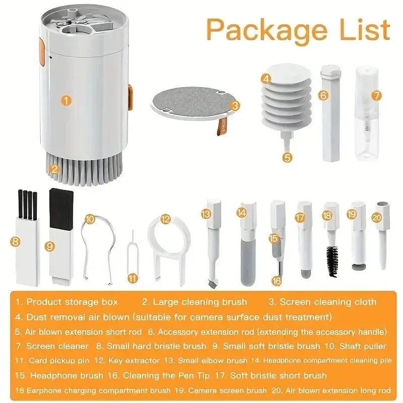 20-in-1 Electronics Cleaning Kit — Multi-Purpose Tool Set for Keyboards and Screens