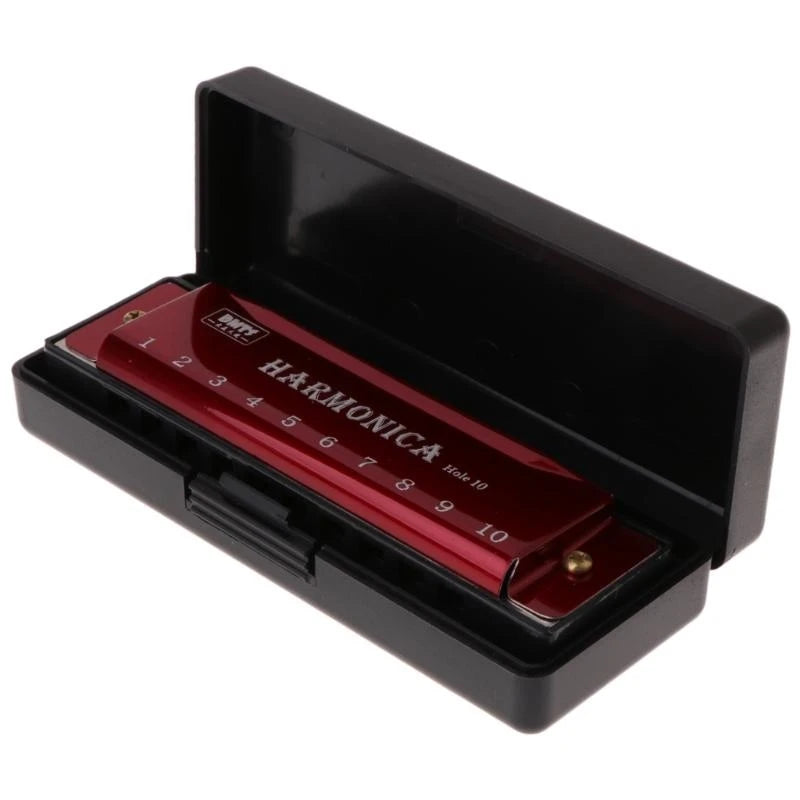 10 Hole Diatonic Harmonica — Beginner Musical Instrument with Case