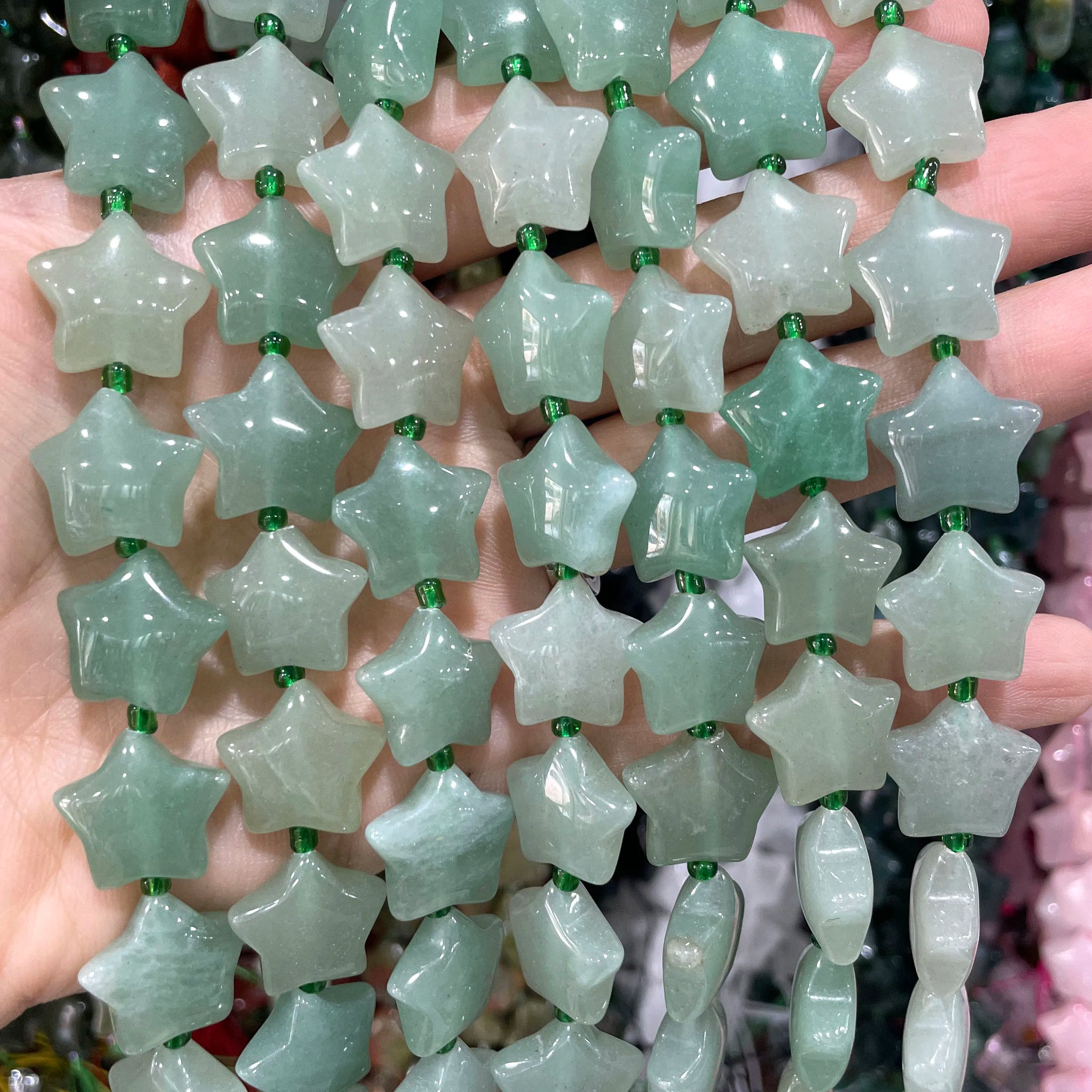 SYSRXLR Star Shaped Natural Stone Beads — 15mm Loose Quartz & Agate Spacers