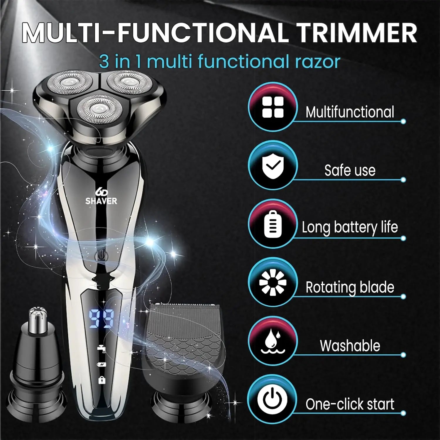 All-in-One Electric Shaver Set — Rechargeable Men's Grooming Kit with Trimmer