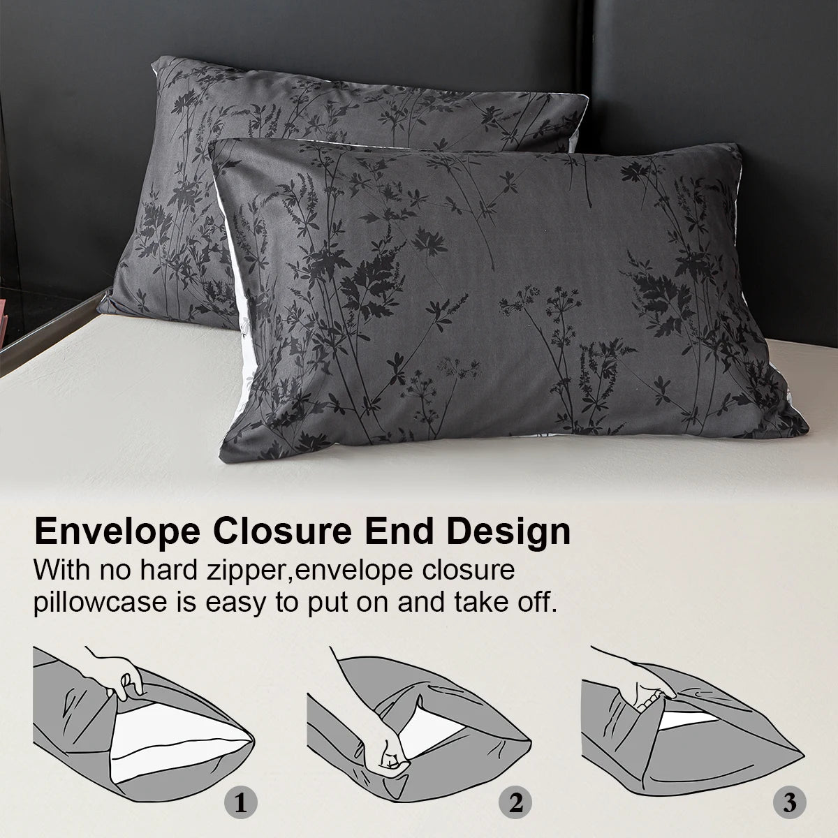 Pattern Print Duvet Cover Set — Soft Skin-Friendly Bedding with 2 Pillowcases