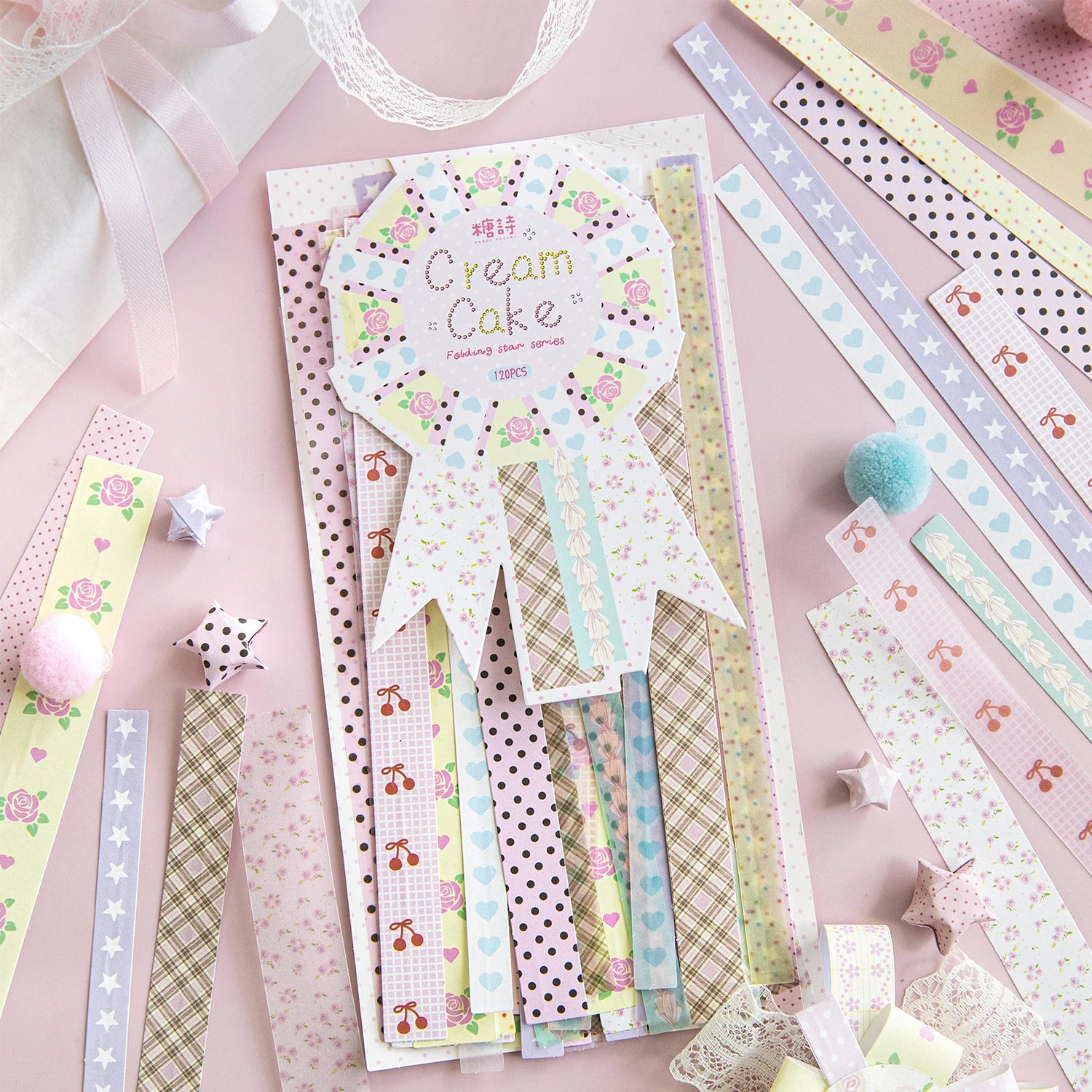 Lace Aesthetic Stickers — 120 Piece Self-Adhesive Decor for Scrapbooking