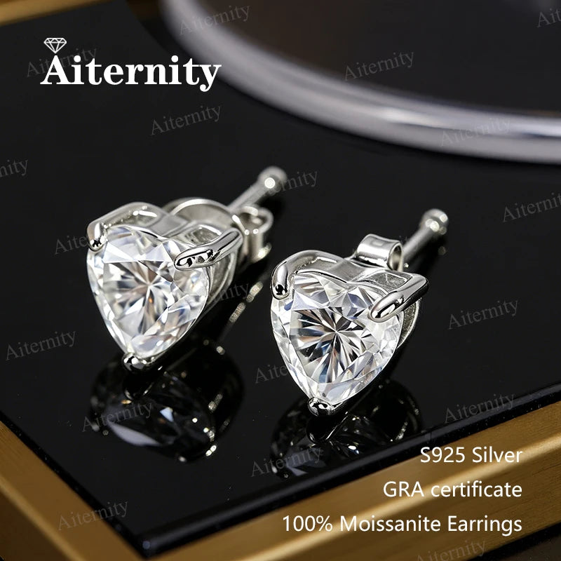 AITERNITY Moissanite Stud Earrings — Elegant S925 Silver Wedding Jewelry