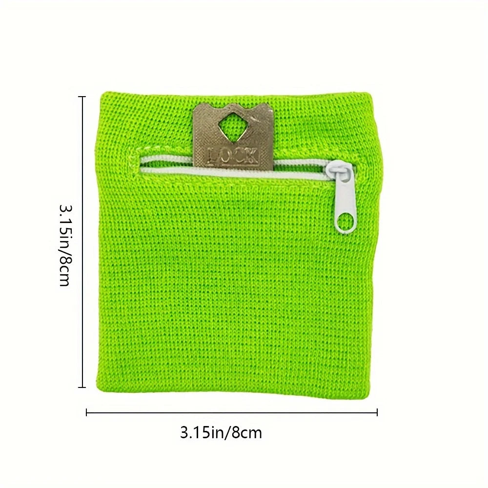 Zippered Wrist Sweatband Wallet — Secure Storage for Keys and Coins