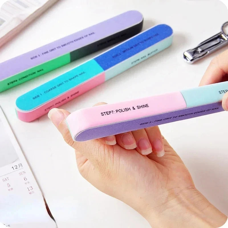 Professional 7-Way Nail Buffer Block — Multi-Sided Manicure Sanding Tool