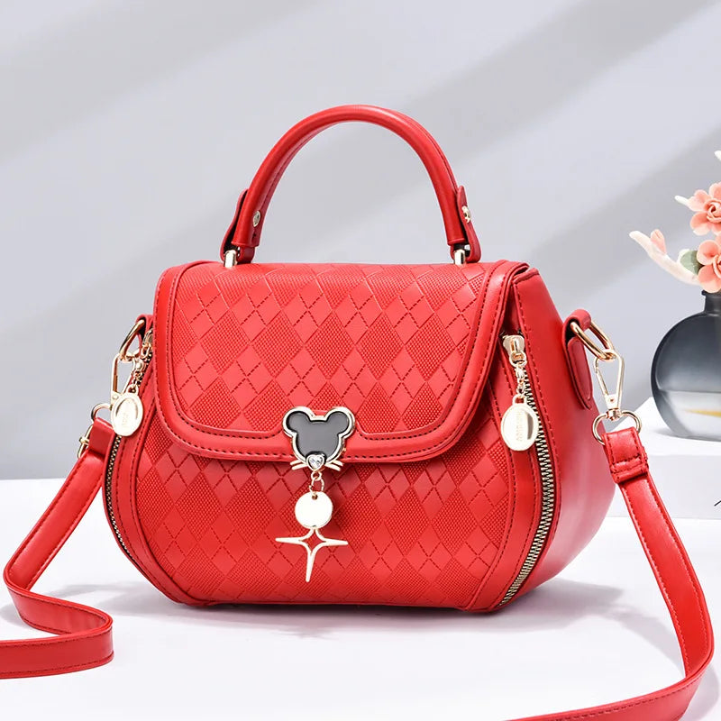 Genuine Leather Bow Bucket Bag — Elegant Shoulder Tote for Women
