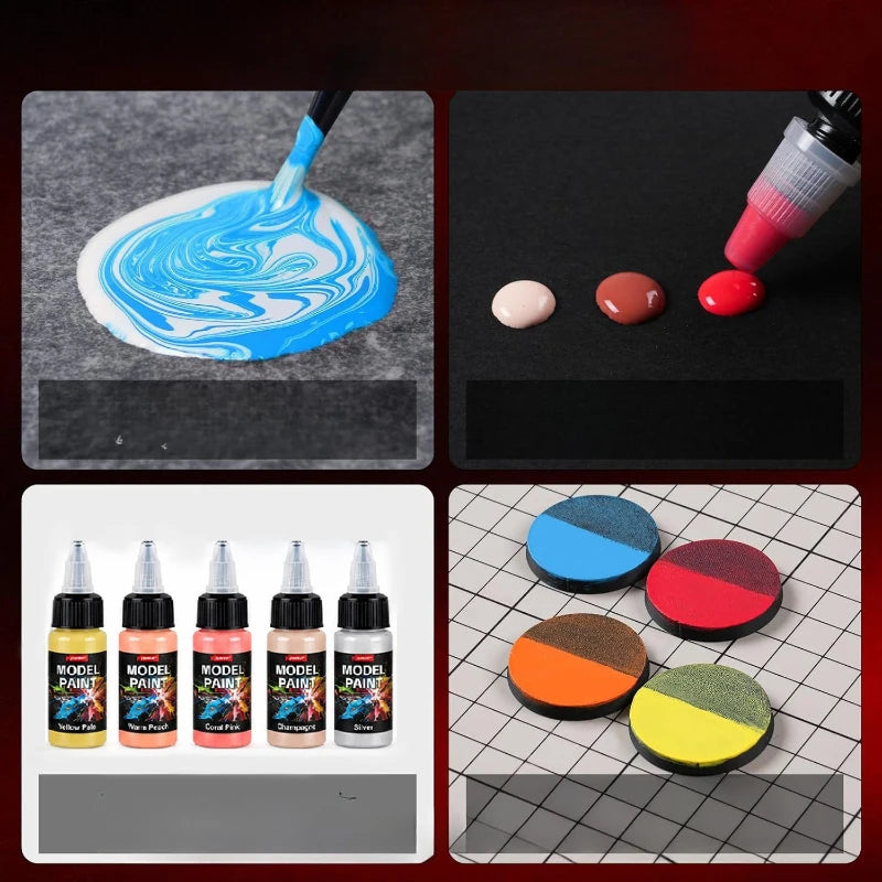 24-Color Acrylic Paint Set — Professional Model Pigments with Brushes