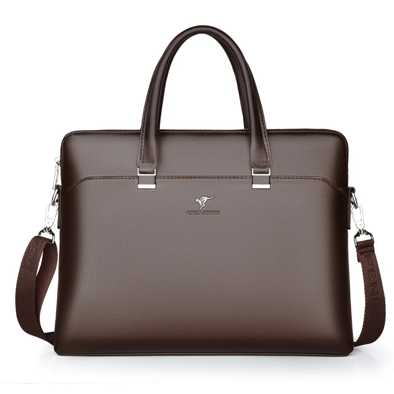 Leather Executive Briefcase — Professional 15.6 Inch Laptop Portfolio