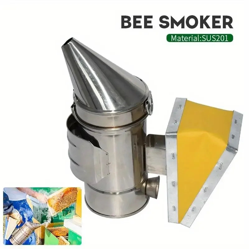 Stainless Steel Beekeeping Smoker — Manual Smoke Maker with Hanging Hook