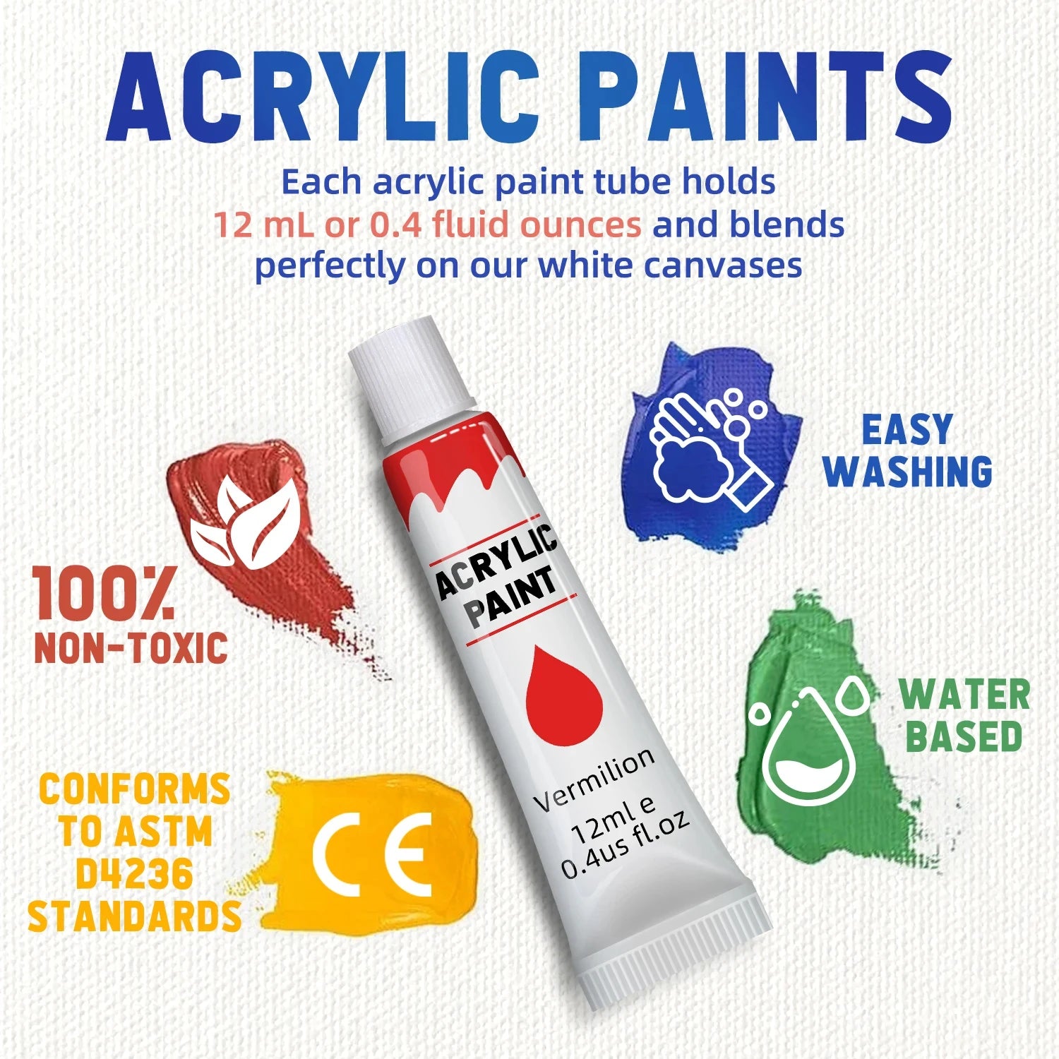 Vibrant Acrylic Paint Set — Multi-Surface Art Supplies for Canvas and Wood