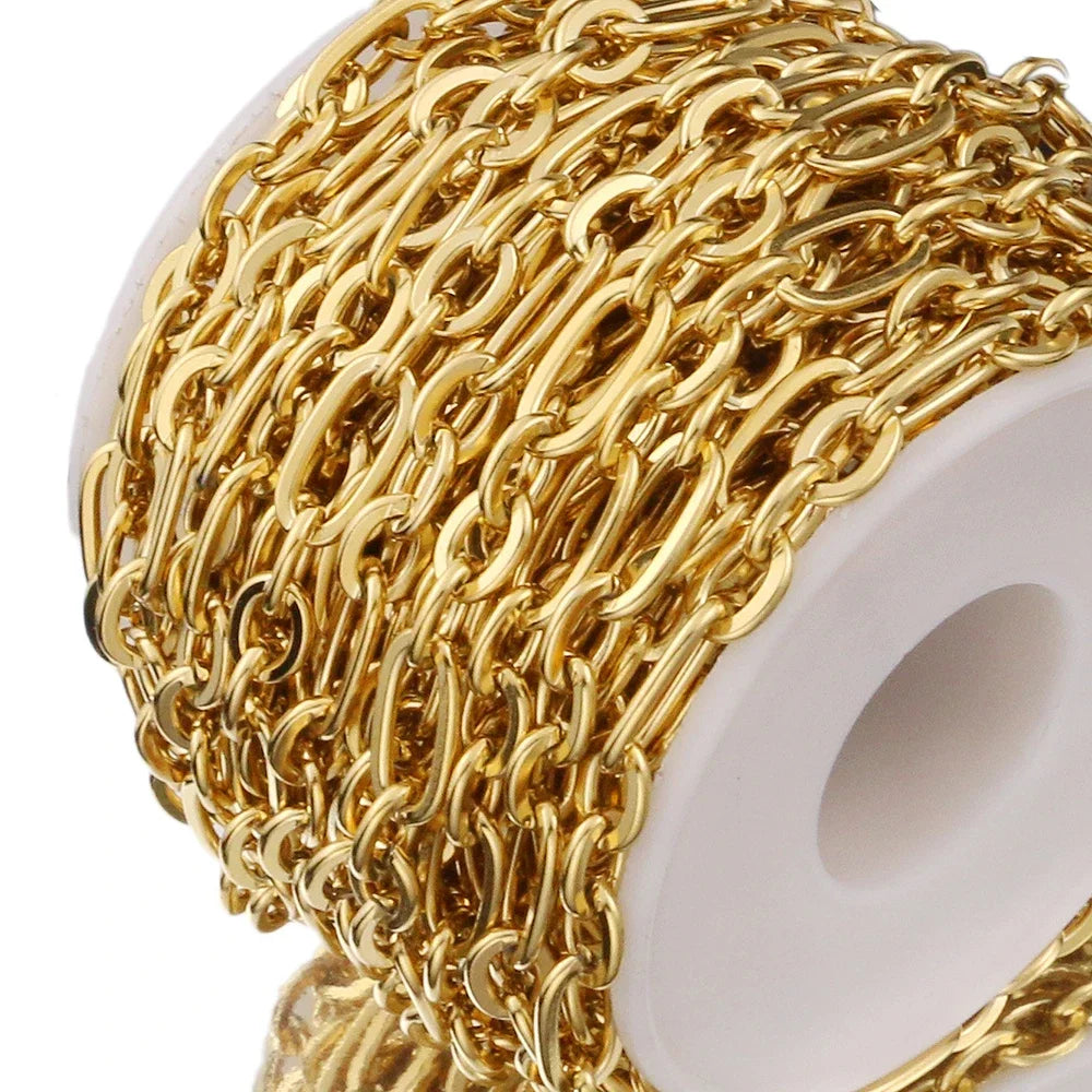 Alisaya Stainless Steel Rolo Cable Chain — 1 Meter DIY Jewelry Making Supply