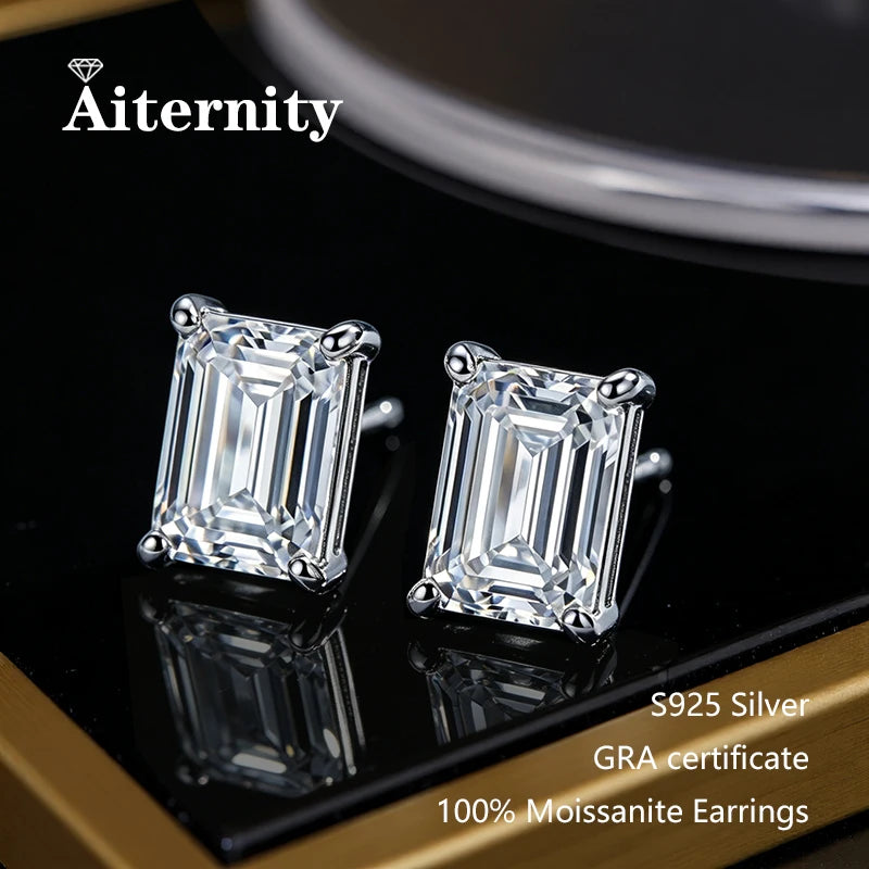AITERNITY Moissanite Stud Earrings — Elegant S925 Silver Wedding Jewelry