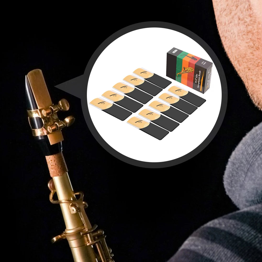 Eb Alto Saxophone Reeds — 10 Pack Professional Woodwind Reeds with Storage Box