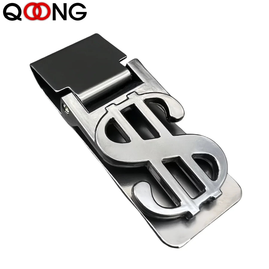 QOONG Custom Engraved Money Clip — Stainless Steel Cash Holder for Men