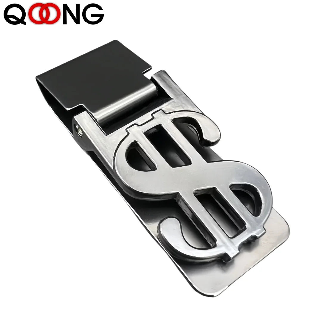 QOONG Custom Engraved Money Clip — Stainless Steel Cash Holder for Men