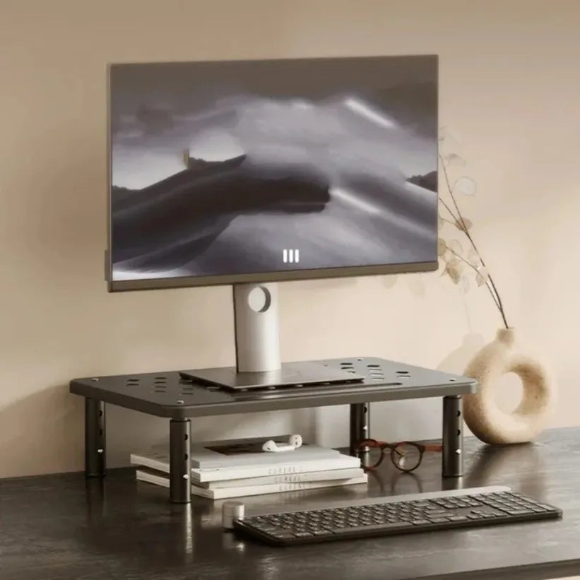 VIKEFON Steel Monitor Riser — 3-Level Adjustable Desk Organizer