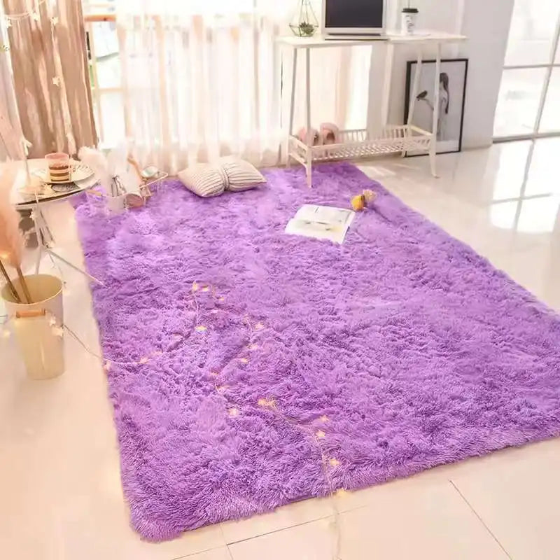 VIKAMA Tie-Dyed Fluffy Carpet — Plush Bedside Rug & Living Room Mat