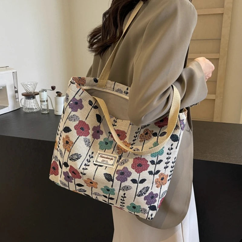 macroupta Women's Canvas Tote Bag — Spacious Shoulder Bag with Zipper