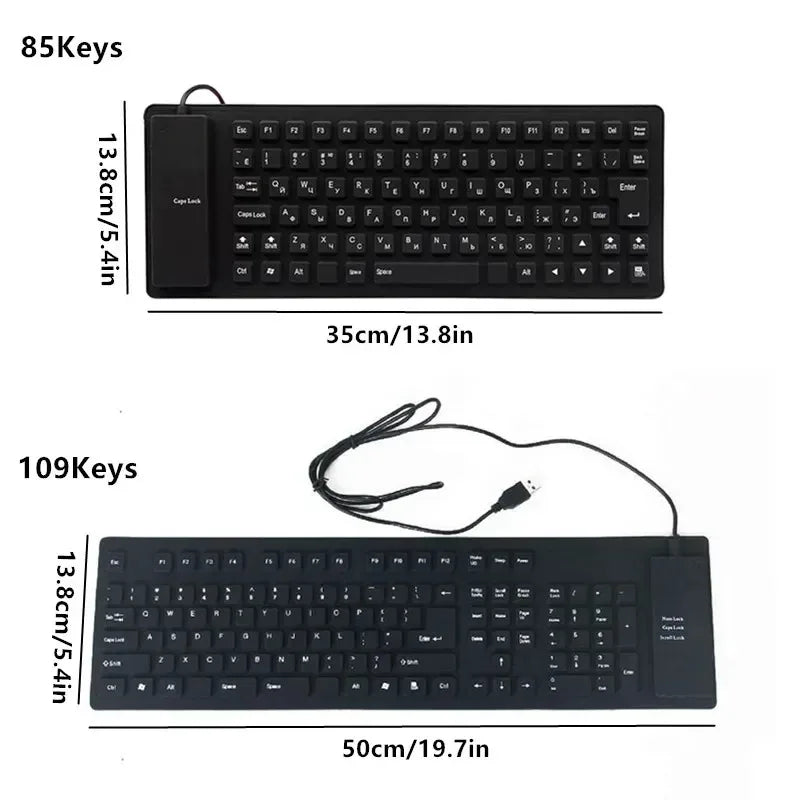 FTBTOC Portable Silicone Keyboard — Waterproof Rollup Design for Travel
