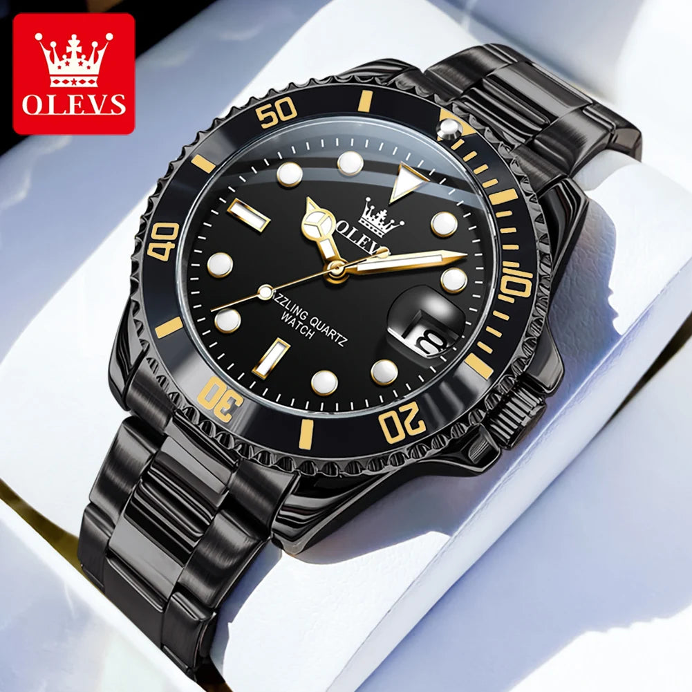 OLEVS 5885 Men's Business Watch — Stainless Steel Quartz Wristwatch