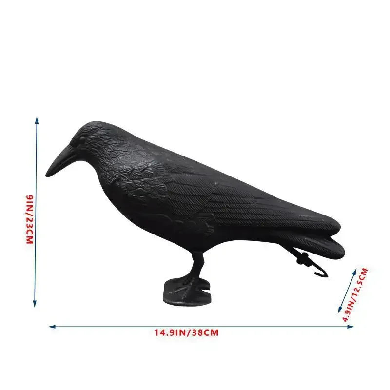 Realistic Black Crow Bird Repellent — Natural Pest Control for Gardens