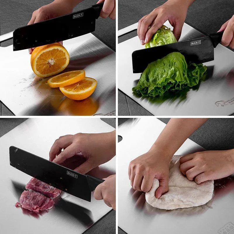 Stainless Steel Cutting Board — Durable Double-Sided Kitchen Prep Surface