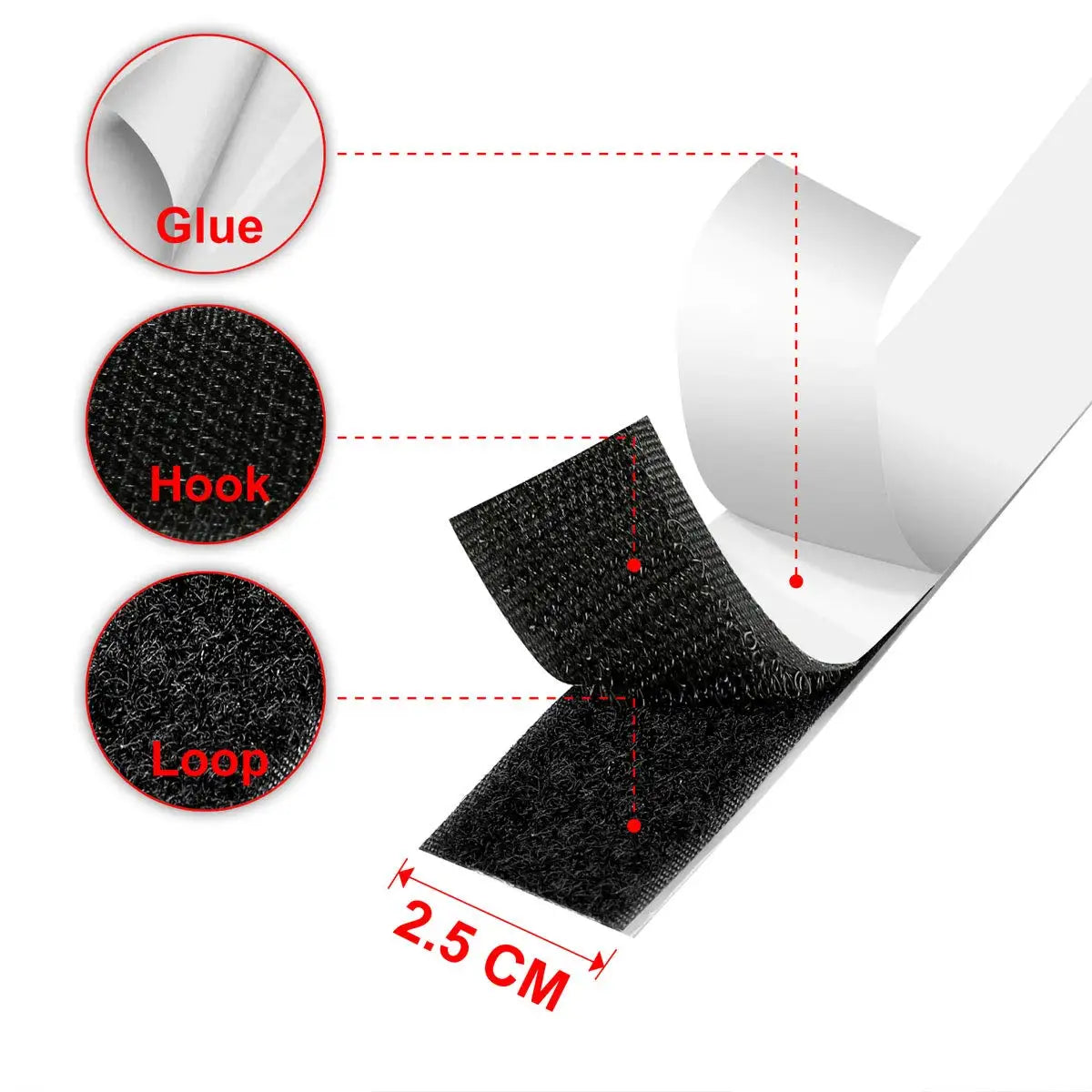 Self-Adhesive Hook and Loop Tape — Strong Fastener for DIY Projects