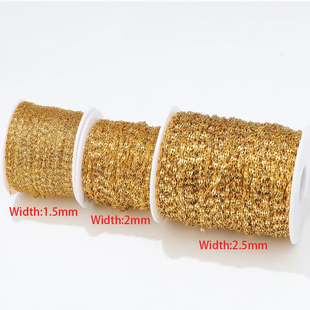 Luksteel Stainless Steel Cable Chain — 2 Meter Gold & Steel Jewelry Findings
