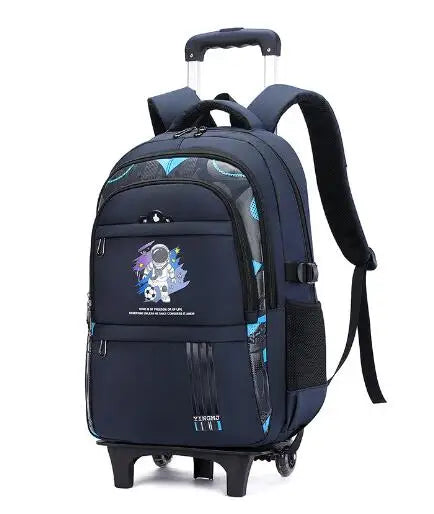 Kids Rolling School Backpack — Waterproof Wheeled Trolley Bag