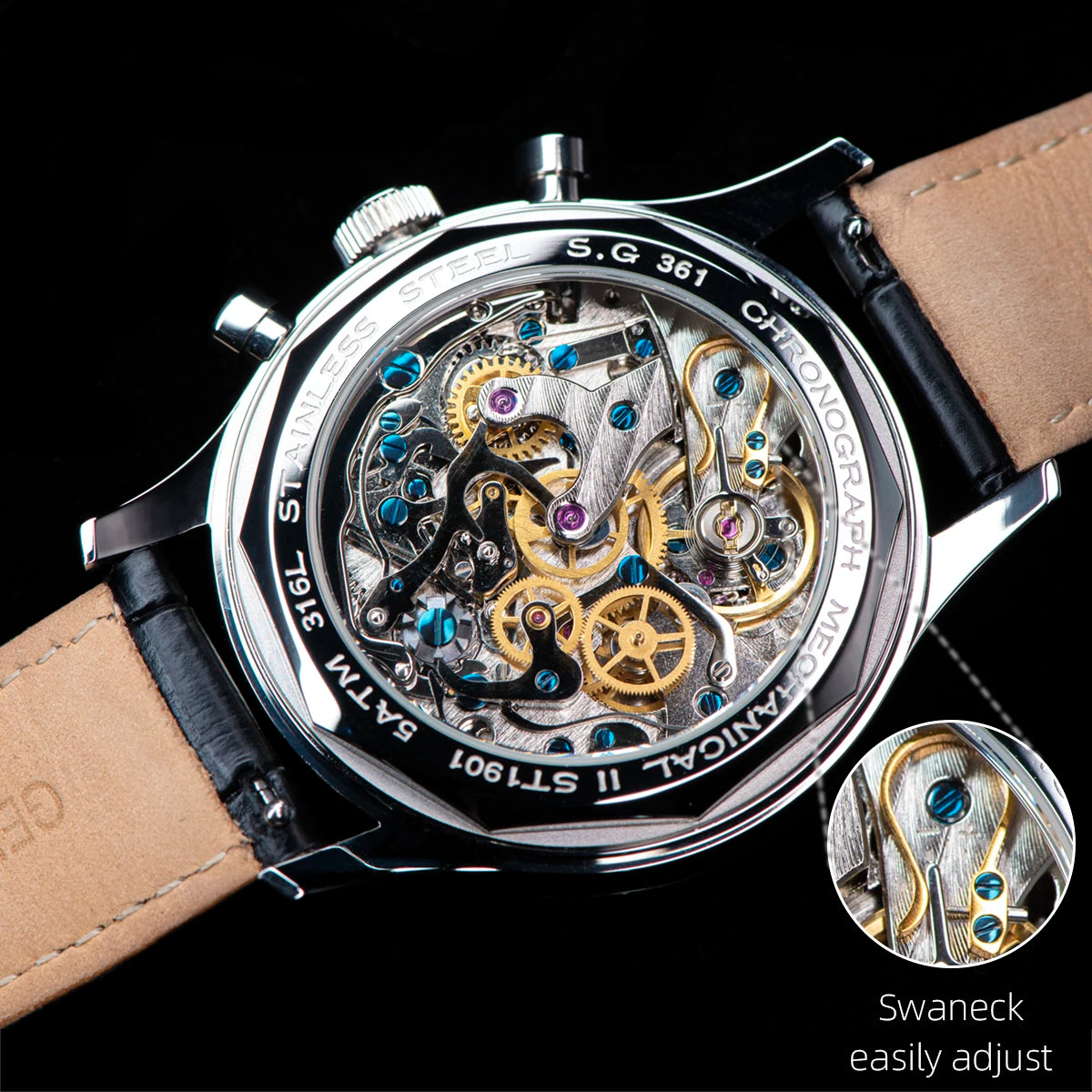 SUGESS 1963 Pilot Chronograph Watch — Mechanical Panda Dial Wristwatch