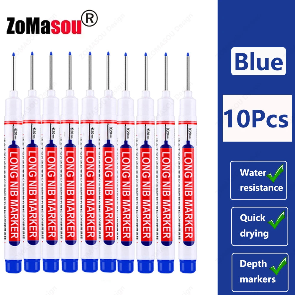 Deep Hole Marker Pen — Waterproof Long Head Woodworking Tool