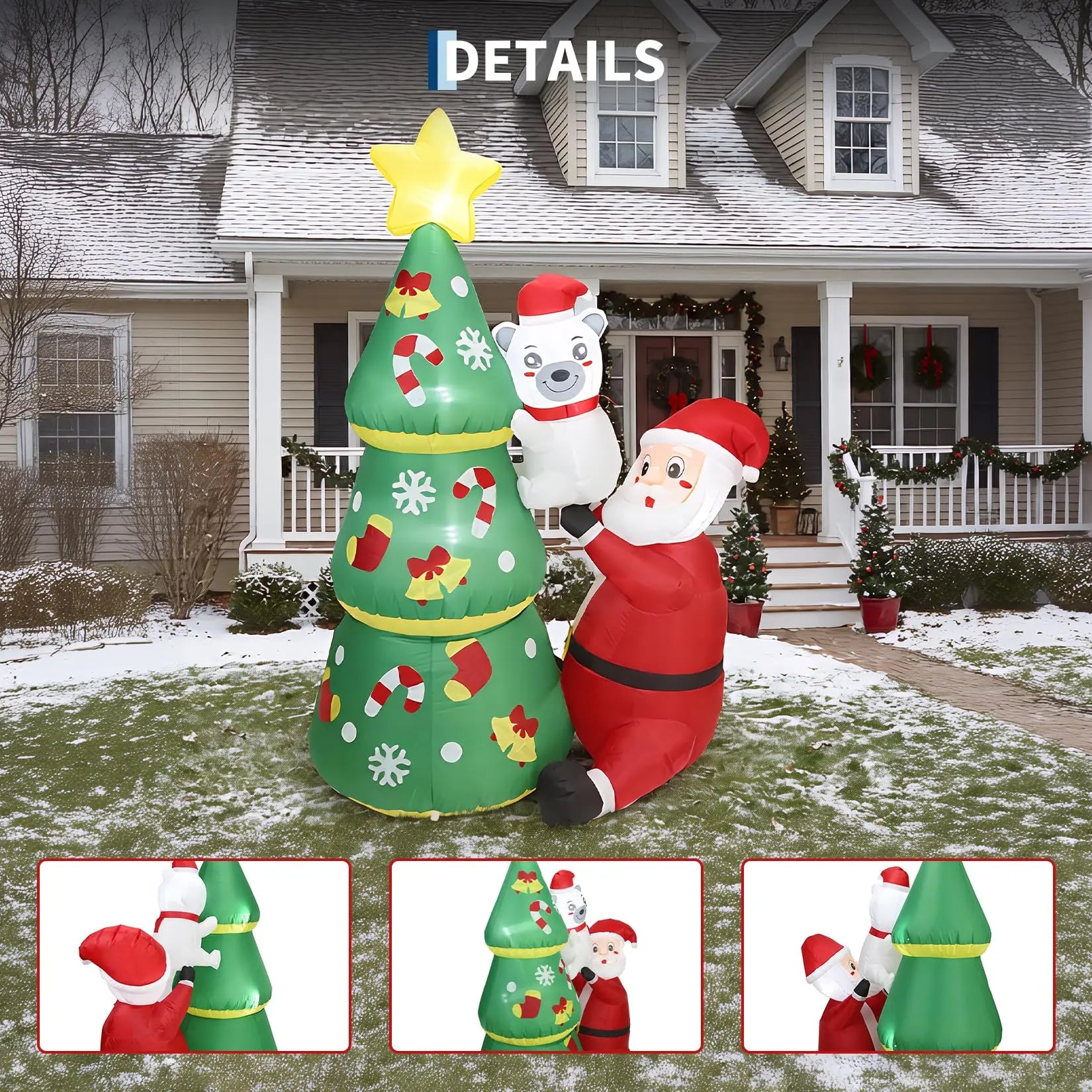 LED Inflatable Christmas Tree — Santa and Polar Bear Outdoor Holiday Decor