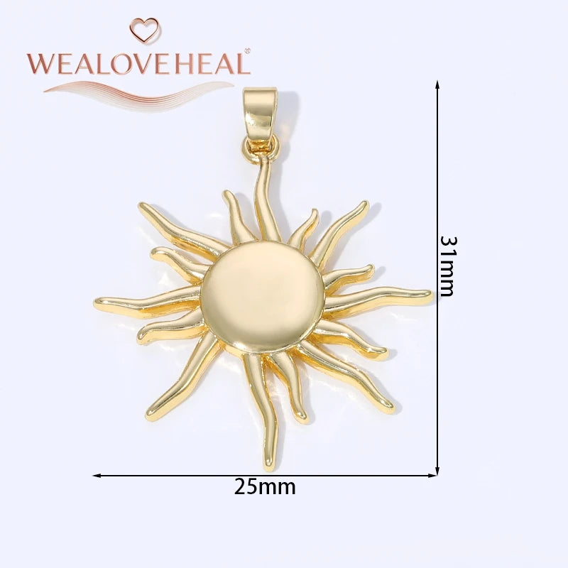 Sun Shaped Zirconia Pendants — 18K Gold Plated Jewelry Findings for DIY Crafts